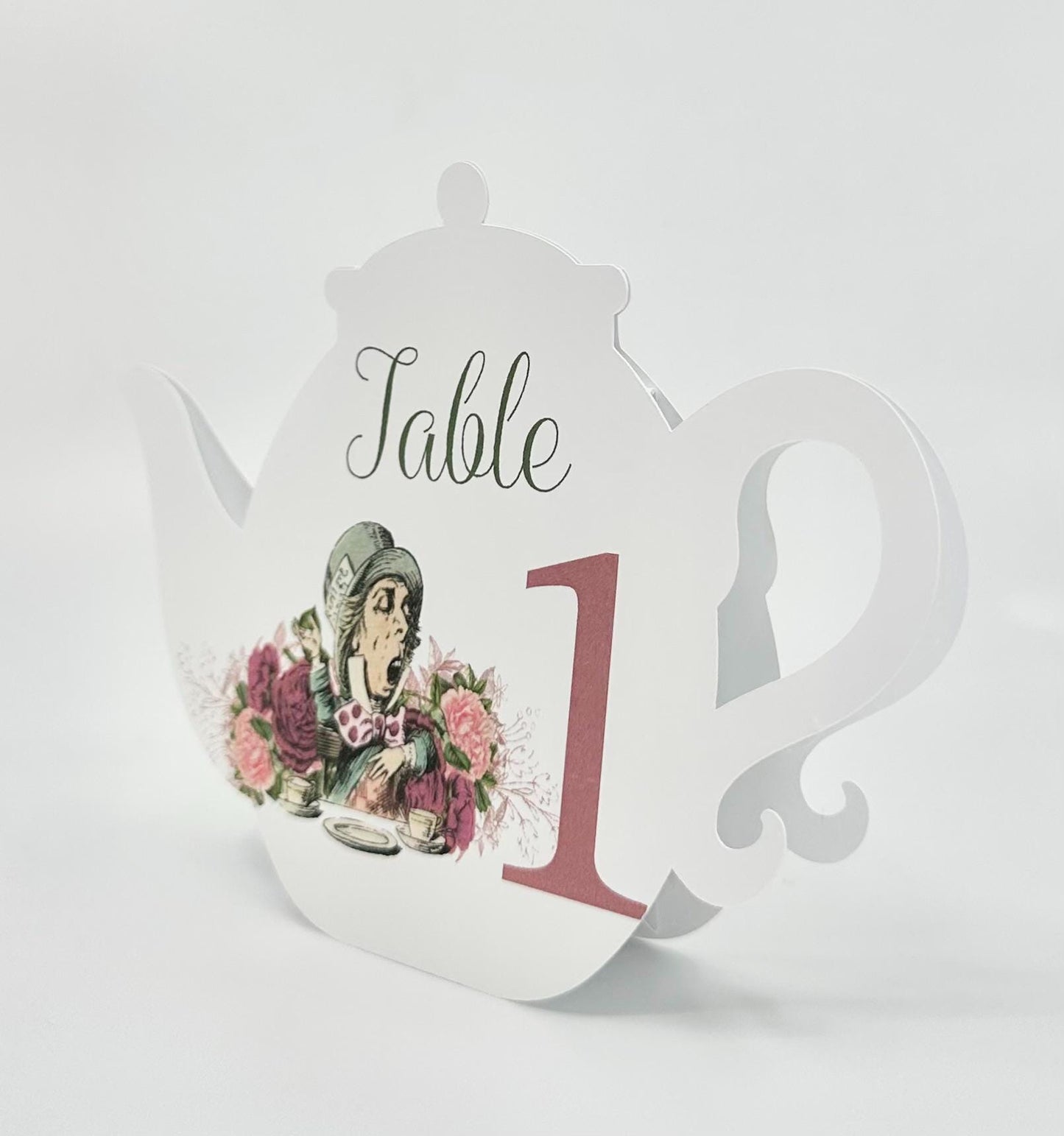 Alice in Wonderland Mad Hatter White Rabbit Teapot Table Assignment Signs by Paper Fascinator for Bridal Baby Shower Birthday Events