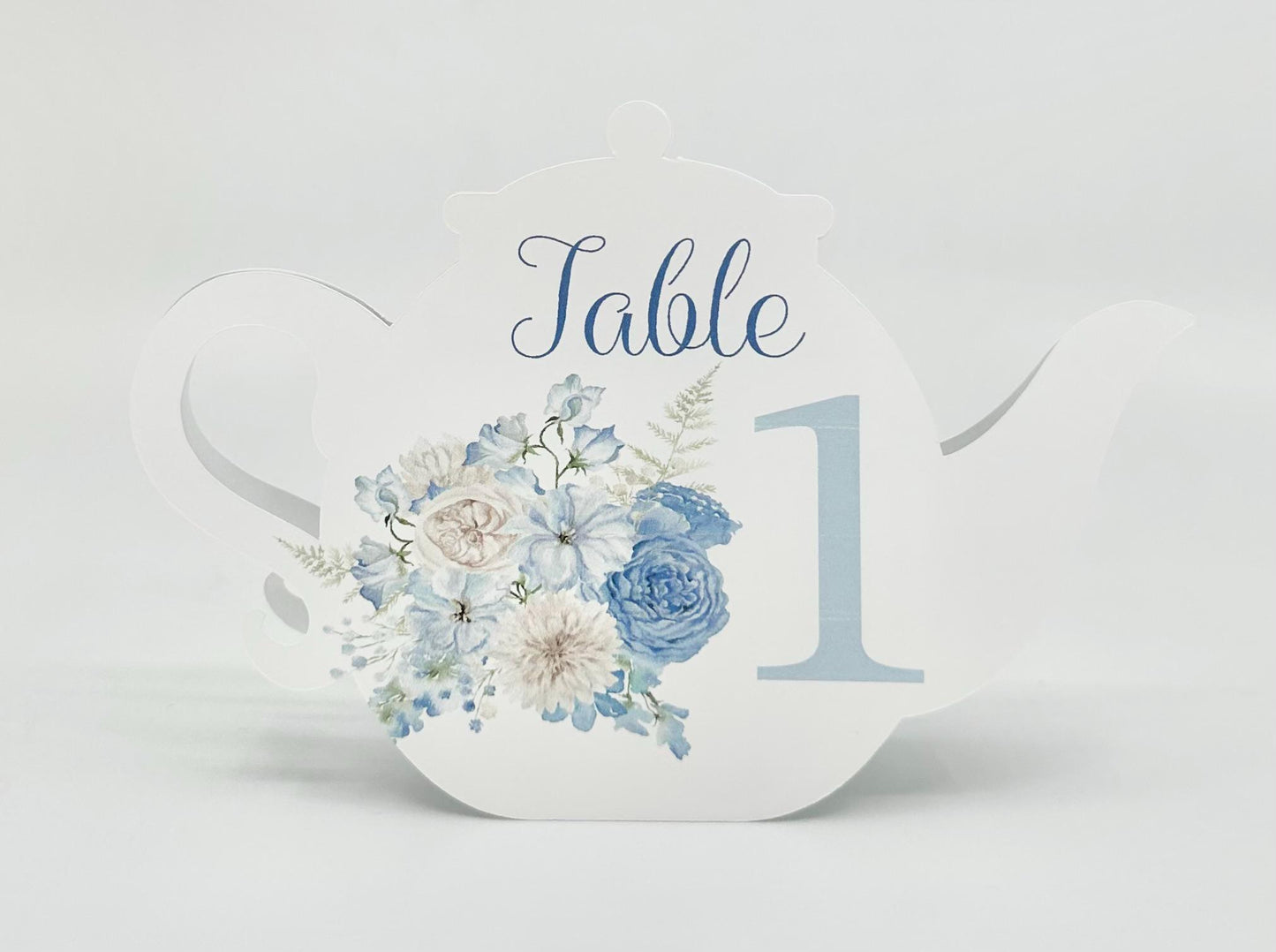 Beau-Tea-Ful Sky Blue 1 Teapot Table Assignment Signs by Paper Fascinator for Bridal Baby Shower Birthday Events