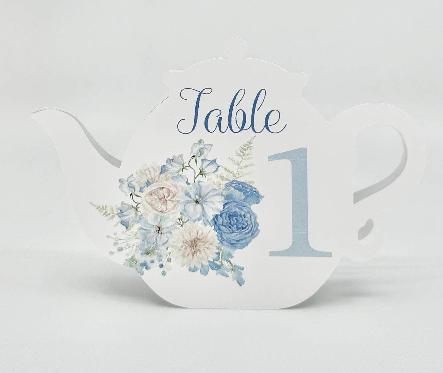 Beau-Tea-Ful Sky Blue 1 Teapot Table Assignment Signs by Paper Fascinator for Bridal Baby Shower Birthday Events