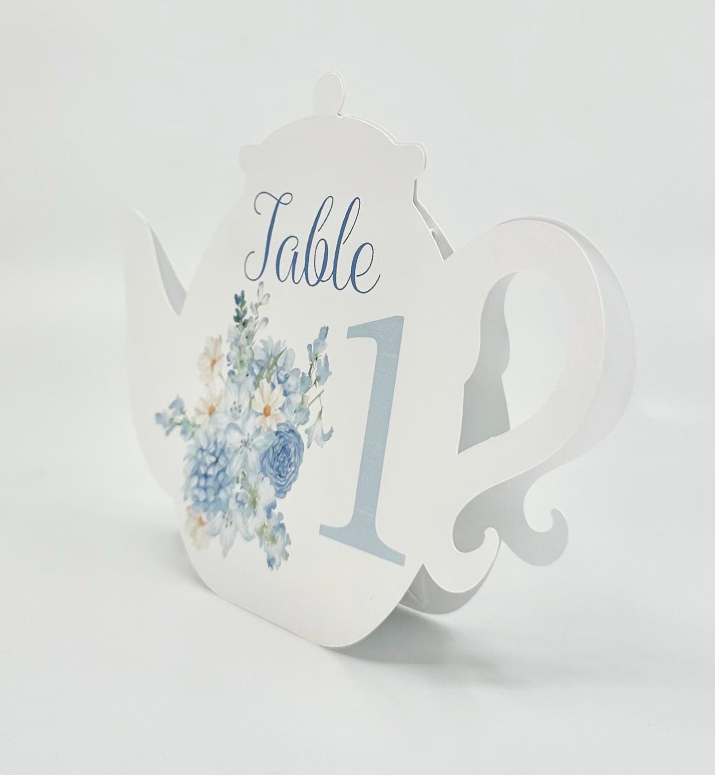 Beau-Tea-Ful Sky Blue 2 Teapot Table Assignment Signs by Paper Fascinator for Bridal Baby Shower Birthday Events