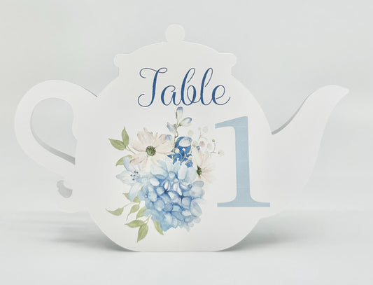 Beau-Tea-Ful Sky Blue 3 Teapot Table Assignment Signs by Paper Fascinator for Bridal Baby Shower Birthday Events
