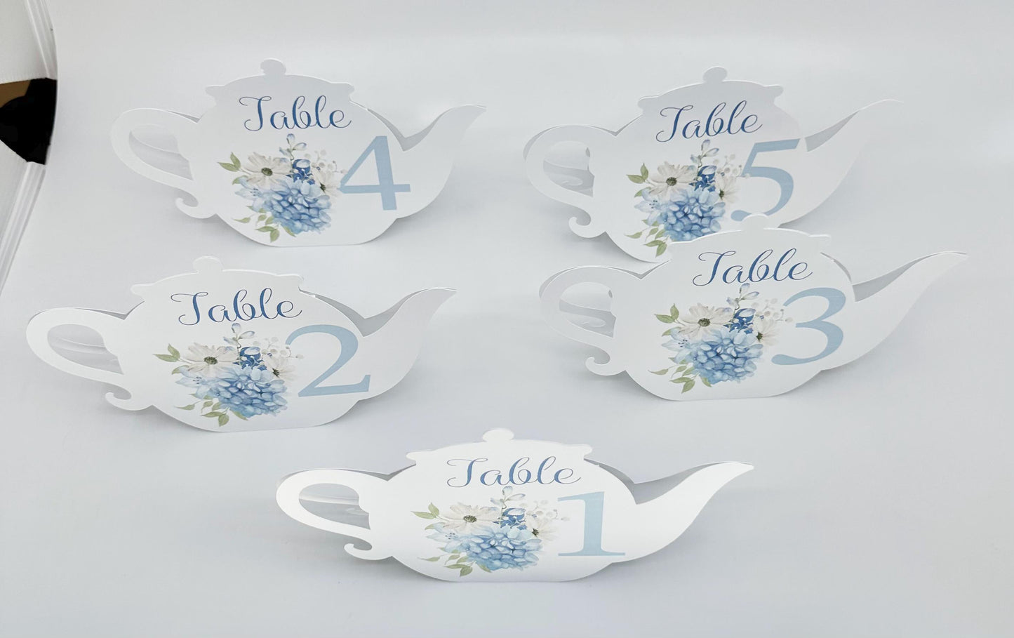 Beau-Tea-Ful Sky Blue 3 Teapot Table Assignment Signs by Paper Fascinator for Bridal Baby Shower Birthday Events