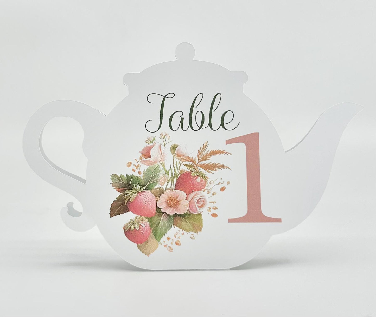 Strawberry Teapot Table Assignment Signs by Paper Fascinator for Bridal Baby Shower Birthday Events