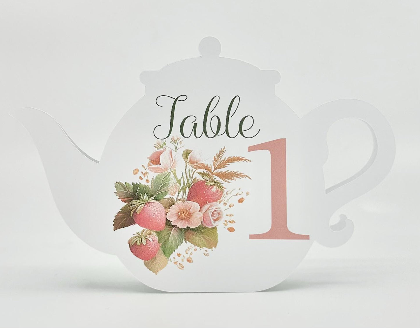 Strawberry Teapot Table Assignment Signs by Paper Fascinator for Bridal Baby Shower Birthday Events