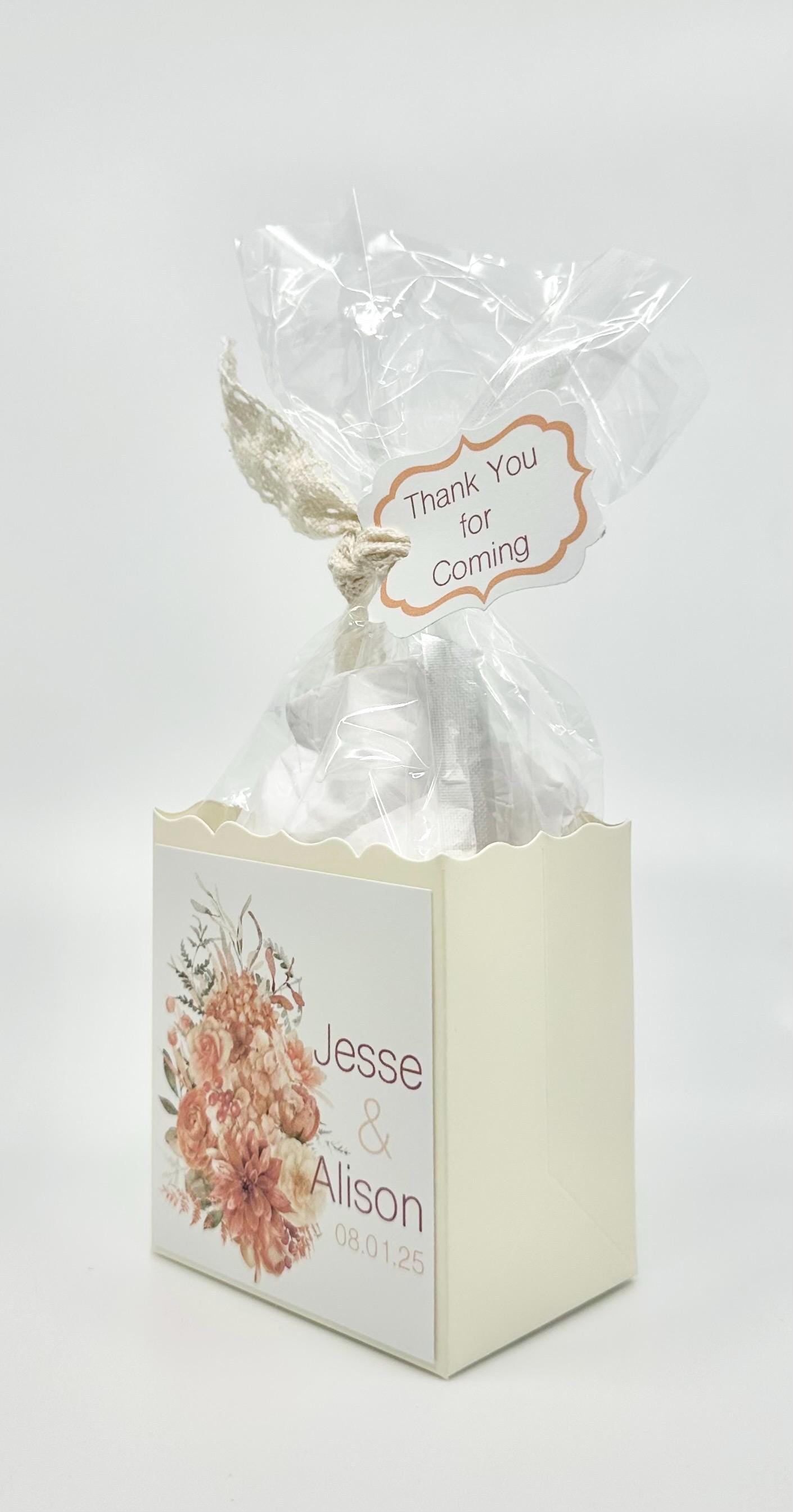 Fall Terracotta Bouquet on Cream Box Tea Party Favor Gift & Bag Wedding Bridal Baby Shower Birthday Special Corporate Event Planning