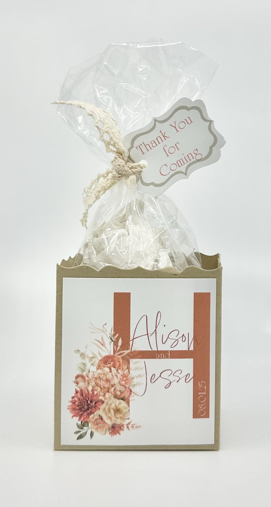 Fall Terracotta Bouquet on Crumb Cake Box Tea Party Favor Gift & Bag Wedding Bridal Baby Shower Birthday Special Corporate Event Planning