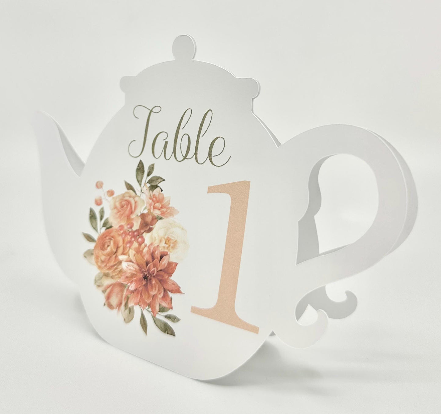 Terracotta Autumn Fall Flower Bouquet Teapot Table Assignment Signs by Paper Fascinator for Bridal Baby Shower Birthday Special Events