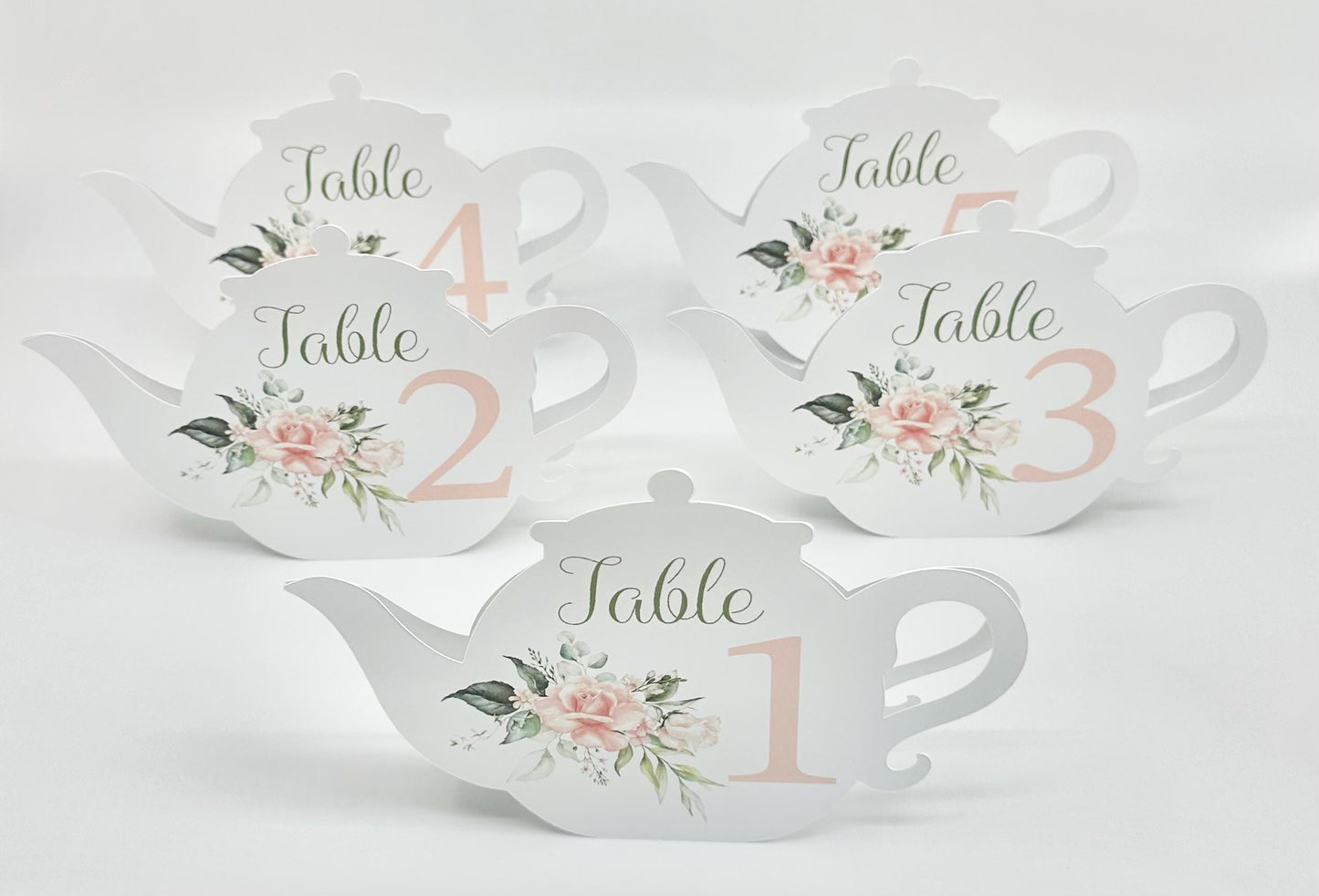 Beau-Tea-Ful Pink Rose Flower Bouquet Teapot Table Assignment Signs by Paper Fascinator for Bridal Baby Shower Birthday Events