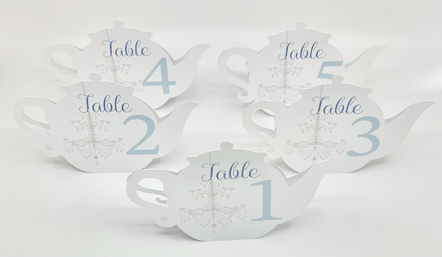 Chandelier Teapot Table Assignment Signs Castle Princess Bridal Baby Shower Birthday Events