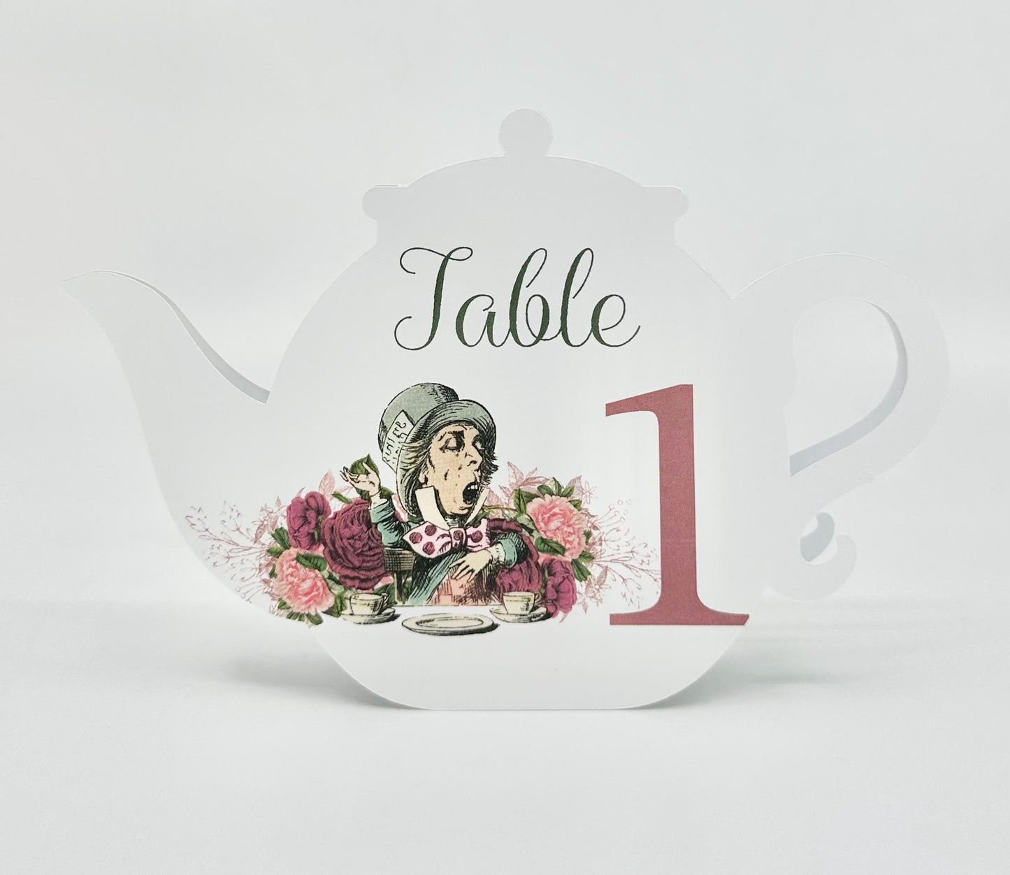 Alice in Wonderland Mad Hatter White Rabbit Teapot Table Assignment Signs by Paper Fascinator for Bridal Baby Shower Birthday Events