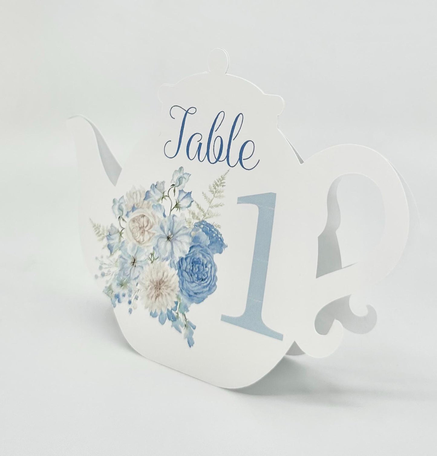 Beau-Tea-Ful Sky Blue 1 Teapot Table Assignment Signs by Paper Fascinator for Bridal Baby Shower Birthday Events
