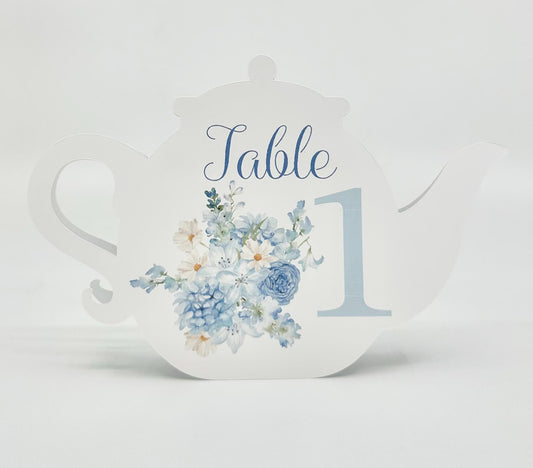 Beau-Tea-Ful Sky Blue 2 Teapot Table Assignment Signs by Paper Fascinator for Bridal Baby Shower Birthday Events