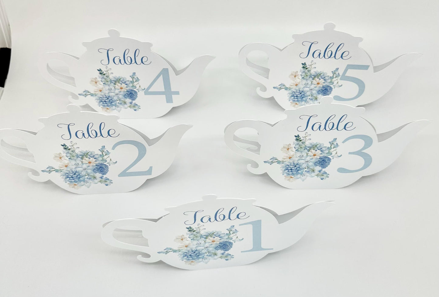 Beau-Tea-Ful Sky Blue 2 Teapot Table Assignment Signs by Paper Fascinator for Bridal Baby Shower Birthday Events