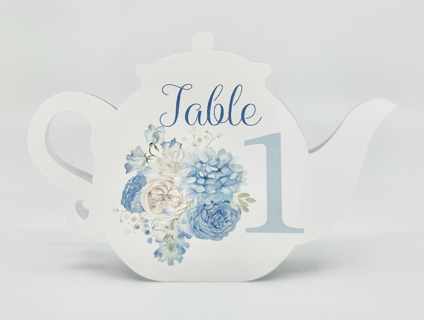 Beau-Tea-Ful Sky Blue 4 Teapot Table Assignment Signs by Paper Fascinator for Bridal Baby Shower Birthday Events