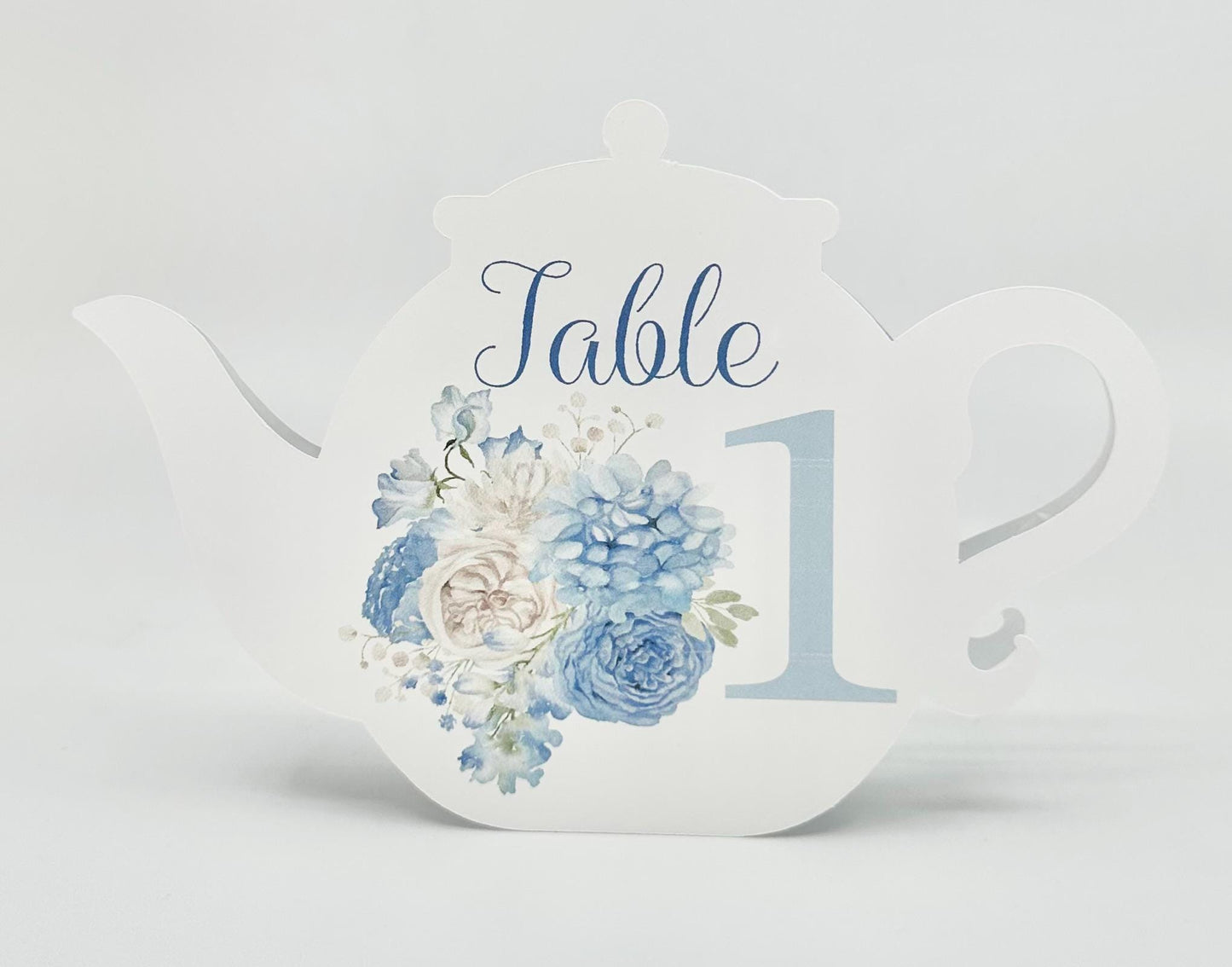 Beau-Tea-Ful Sky Blue 4 Teapot Table Assignment Signs by Paper Fascinator for Bridal Baby Shower Birthday Events