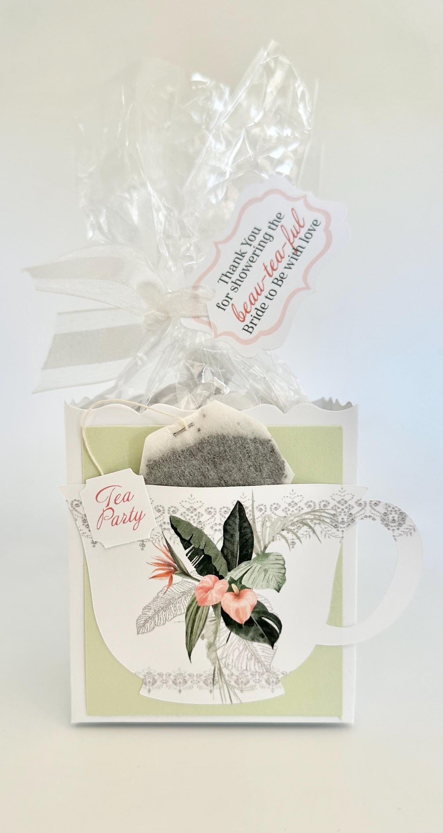 Balmy Tropics Tea Party Kit Ensemble Invitation Menu Favor Box & Bag Place Cards Table Sign for Wedding Bridal Baby Shower