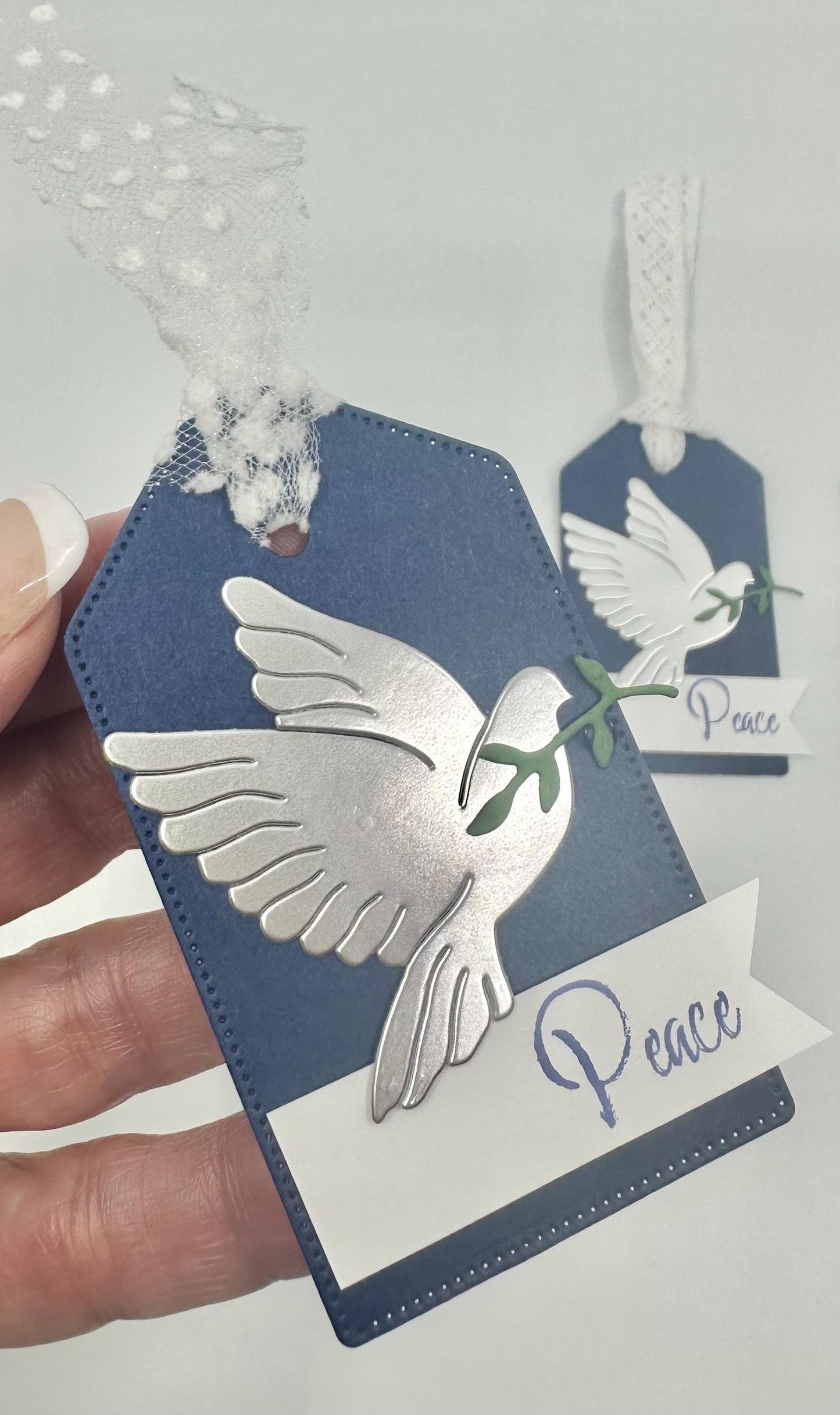 Foil Dove Peace Gift Tags Christmas Holiday - pack of 3