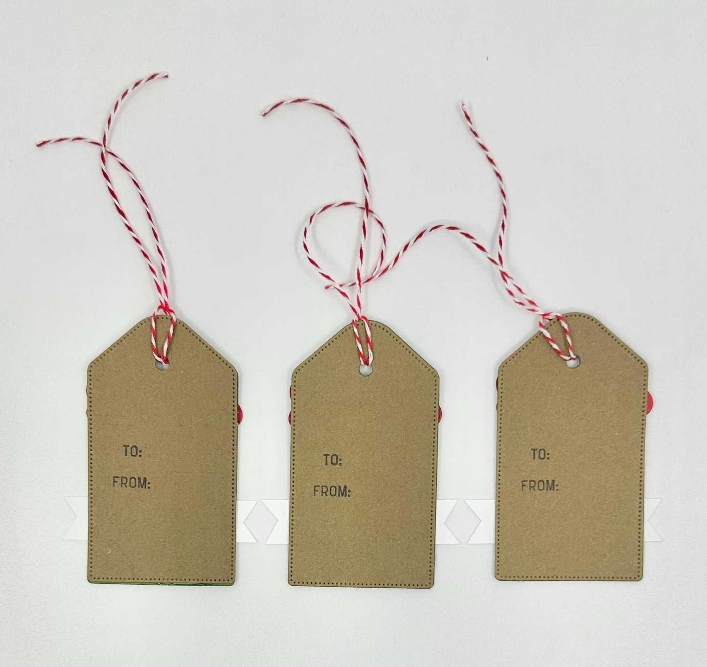 Christmas Bow on Douglas Fir Gift Tags Holiday - pack of 3