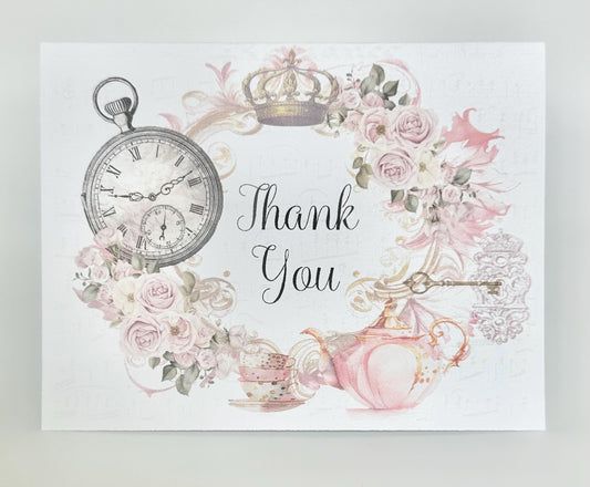 Princess Diamond Glass Slipper Shoe with Blue Bow Castle Thank You Card by The Paper Fascinator