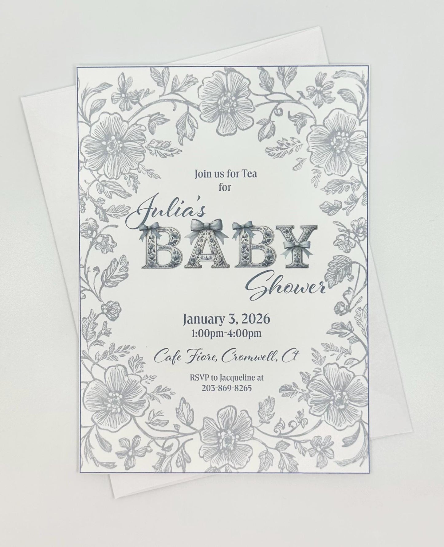 Chinoiserie Baby Shower Tea Party Kit: Blue Bow Decor