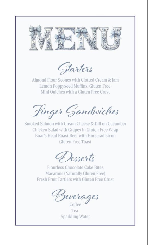 Baby Boy Shower Menu: Chinoiserie Blue Tea Party