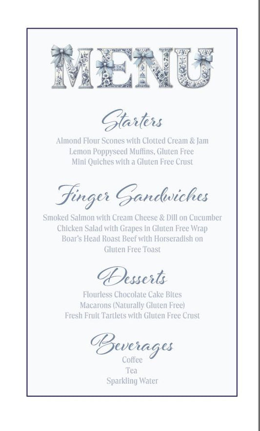 Baby Boy Shower Menu: Chinoiserie Blue Tea Party