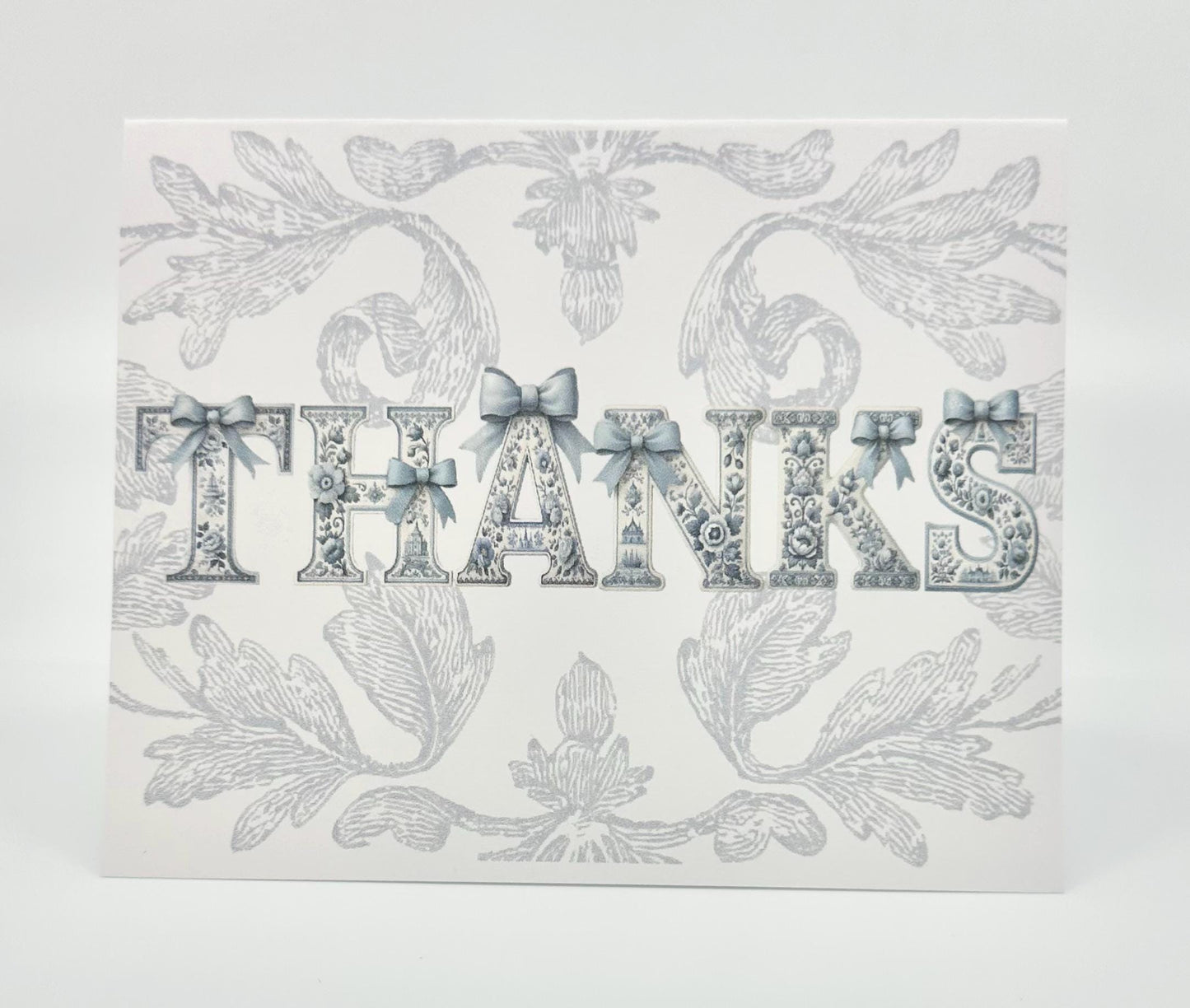 Chinoiserie Thank You Note Card: Blue Bow Baby Shower