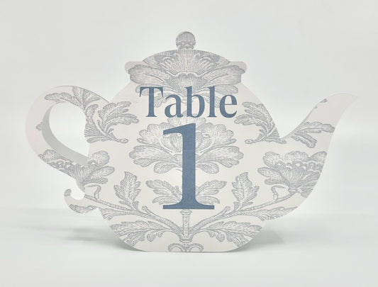 Teapot Table Signs Chinoiserie Letters Blue Bow for Baby Shower Birthday Special Events