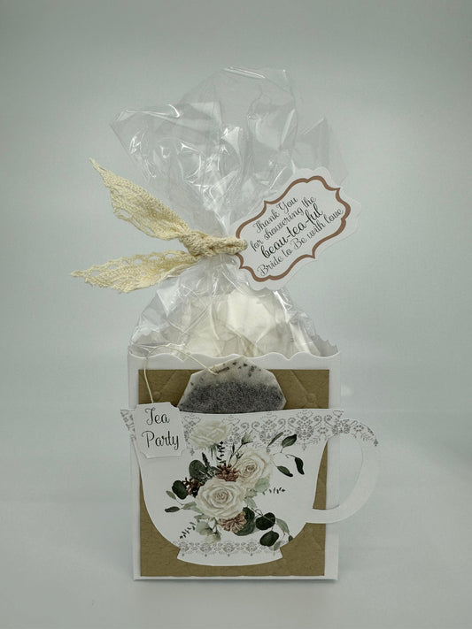 Winter Tea Party Gift Box Bag Favors - 4 Favors
