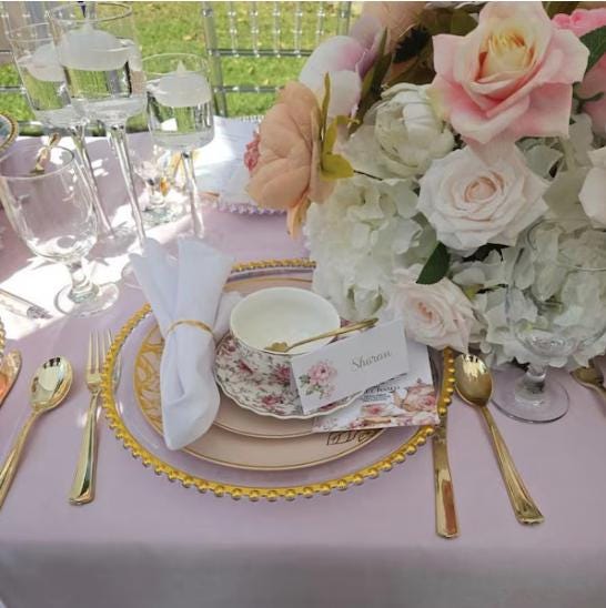 Choice of Pink Peony Tea Party Placecards