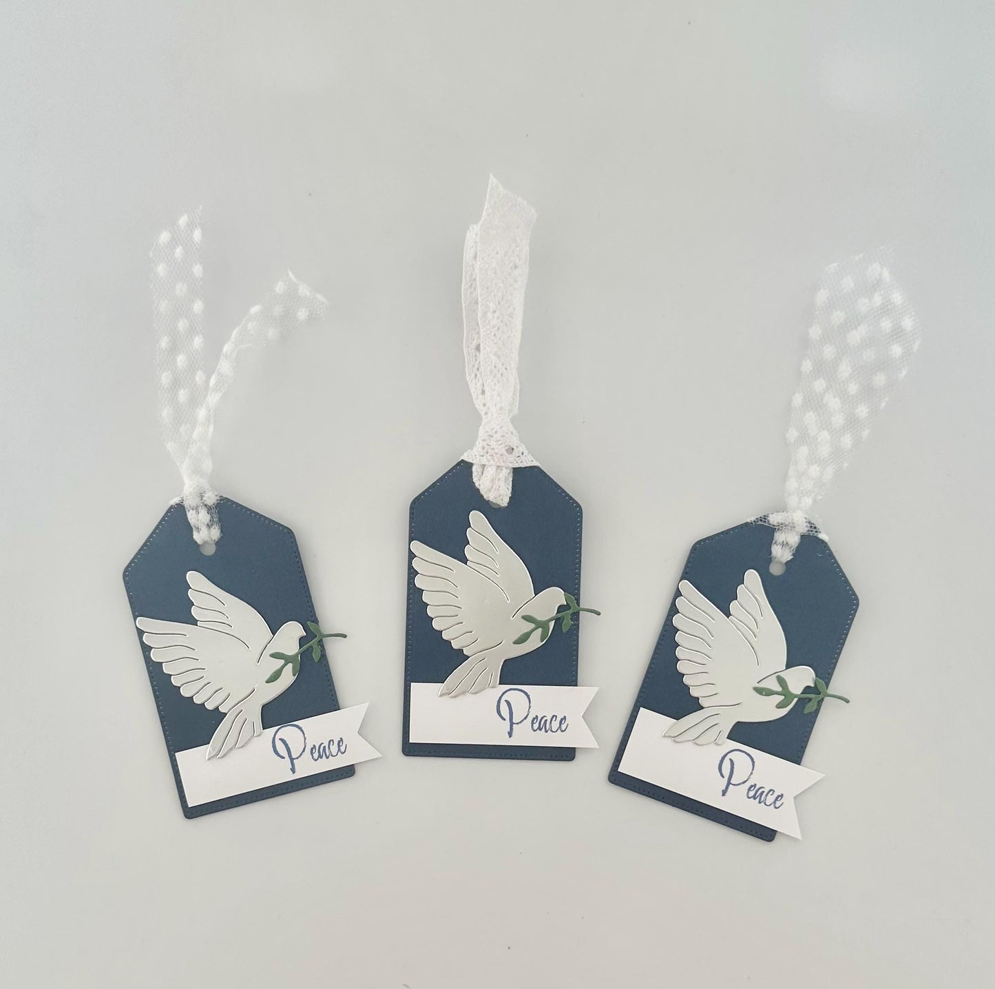 Foil Dove Peace Gift Tags Christmas Holiday - pack of 3