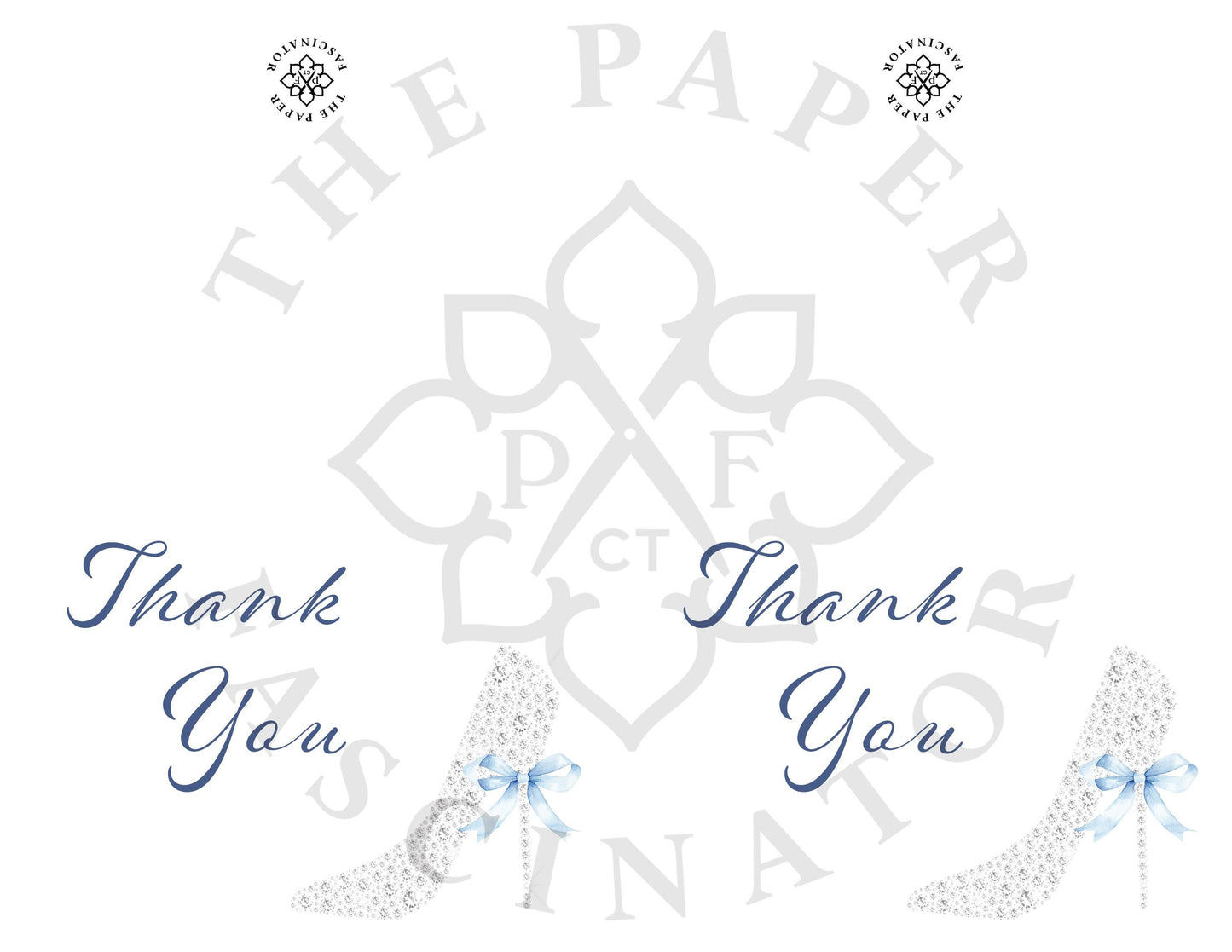 Princess Castle Thank You Card with Diamond Slipper Digital Instant Download