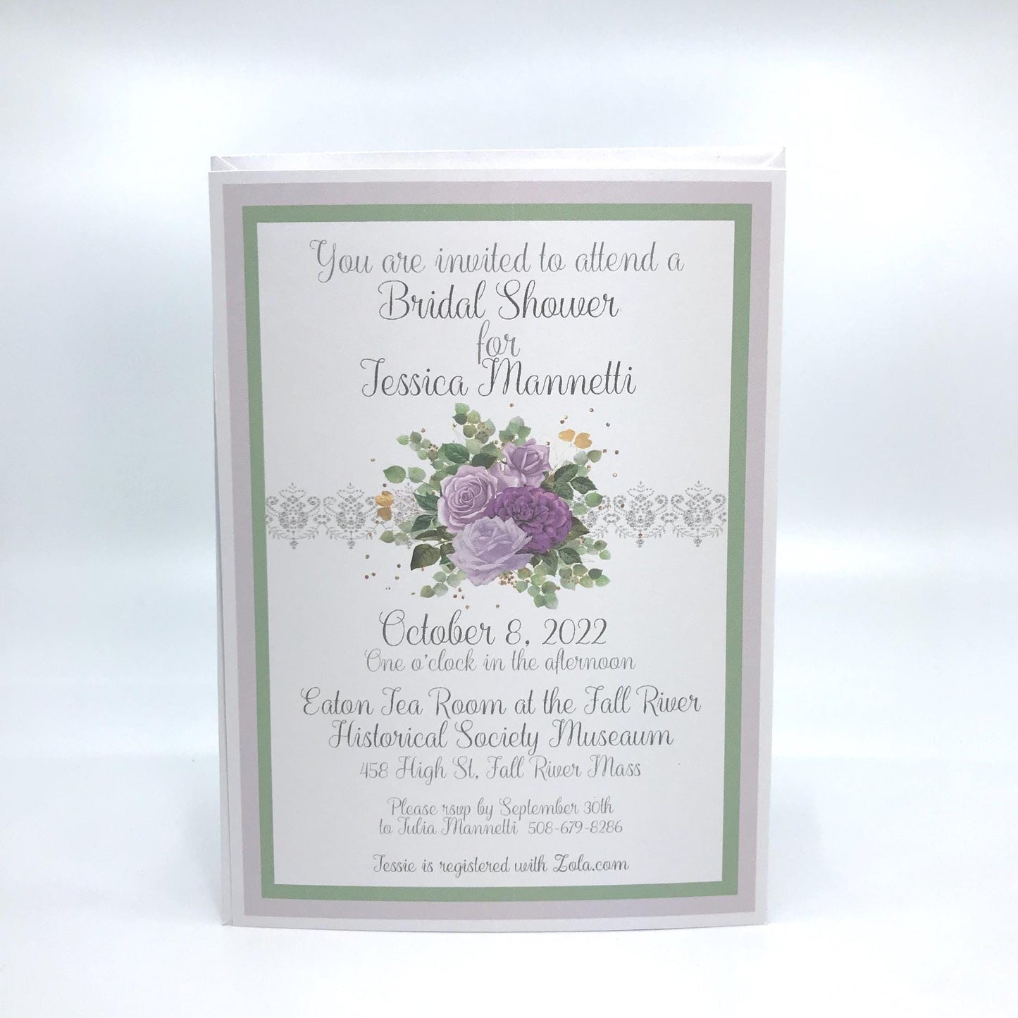 Purple Rose Tea Party Invitation, Bridal Shower (Digital)