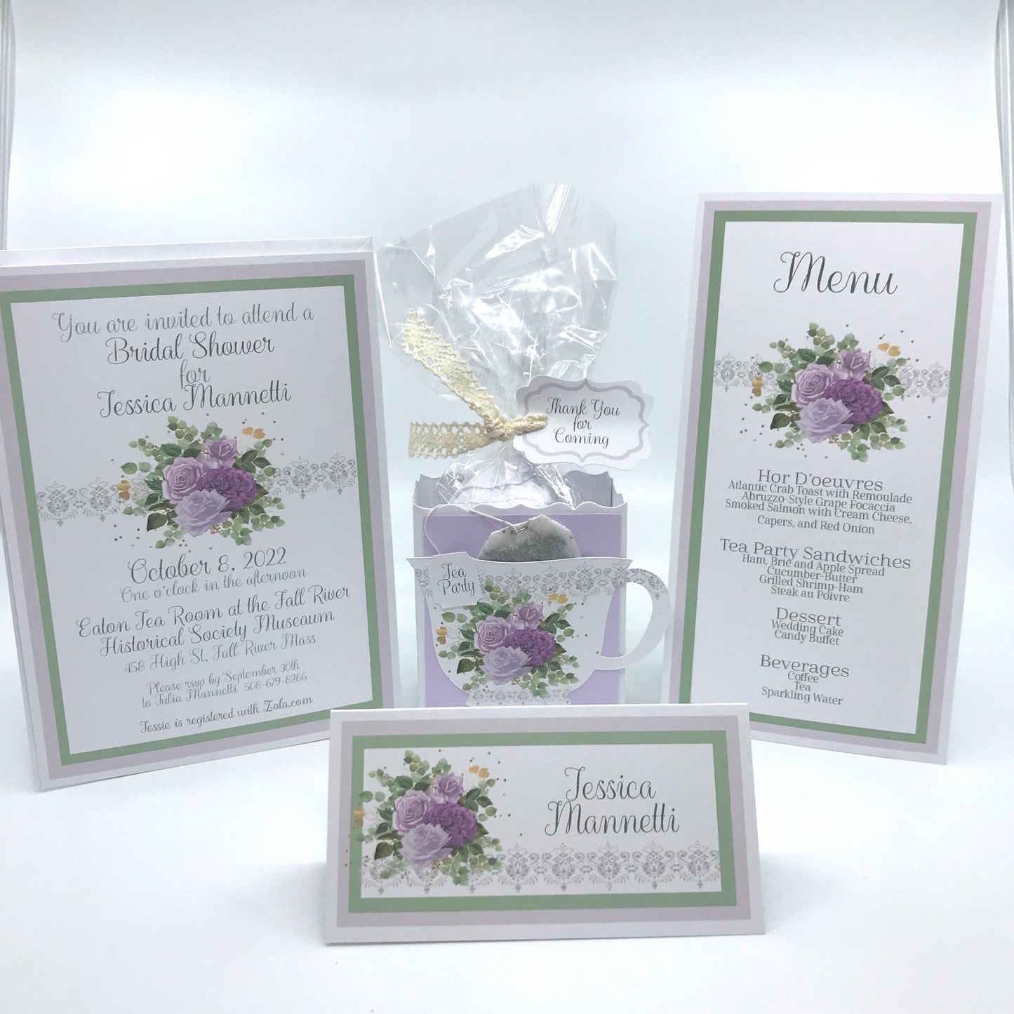 Purple Rose Tea Party Invitation, Bridal Shower (Digital)