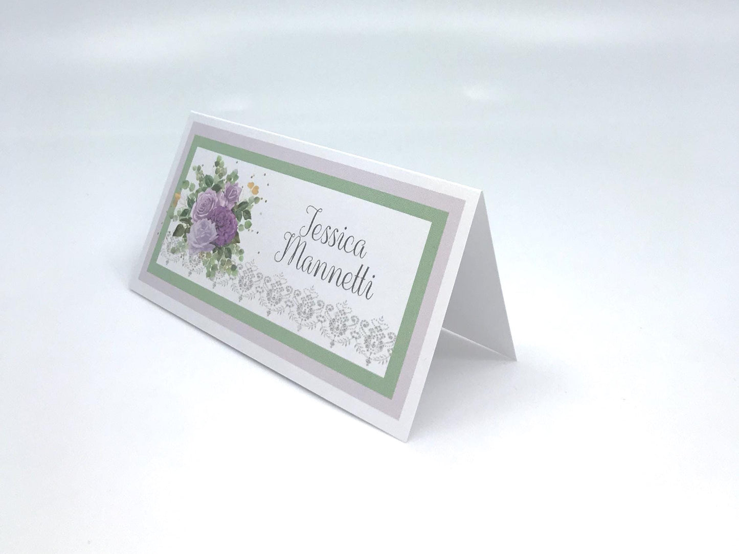 Digital Purple Rose Place Cards Sage Eucalyptus Table Seating Instant Editable Download