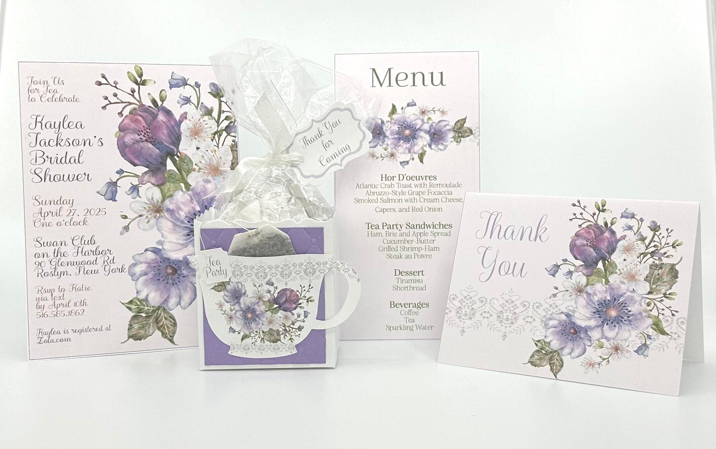 Purple Anemone Bouquet Tea Party Ensemble