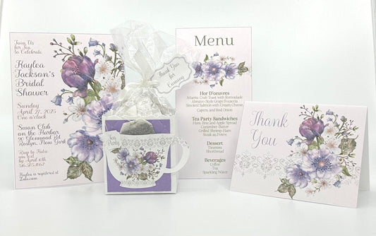 Purple Anemone Bouquet Tea Party Ensemble