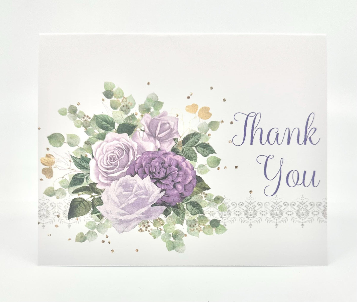 Purple Rose Thank You Cards, Sage Eucalyptus (Digital Editable)