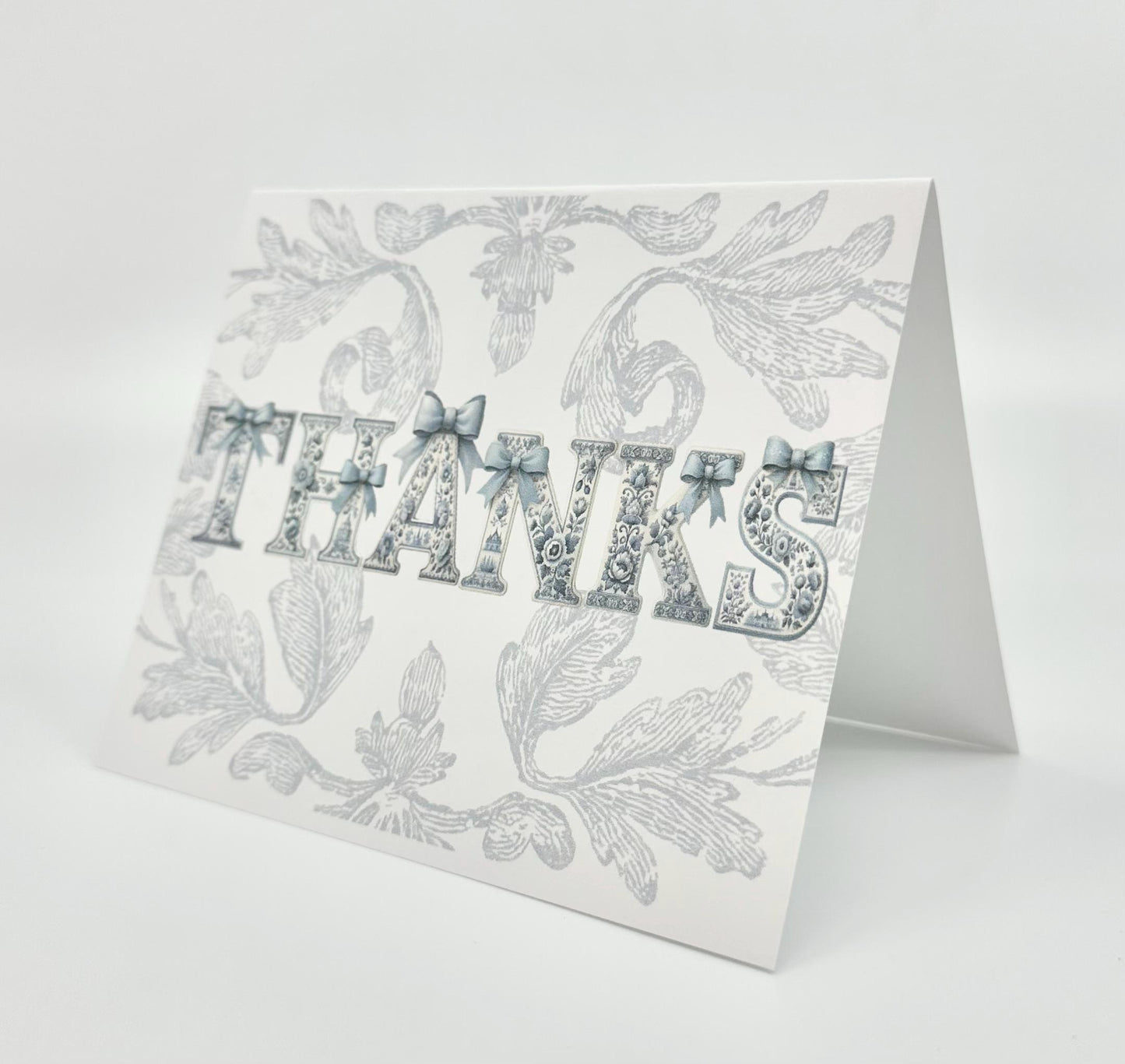 Chinoiserie Thank You Note Card: Blue Bow Baby Shower