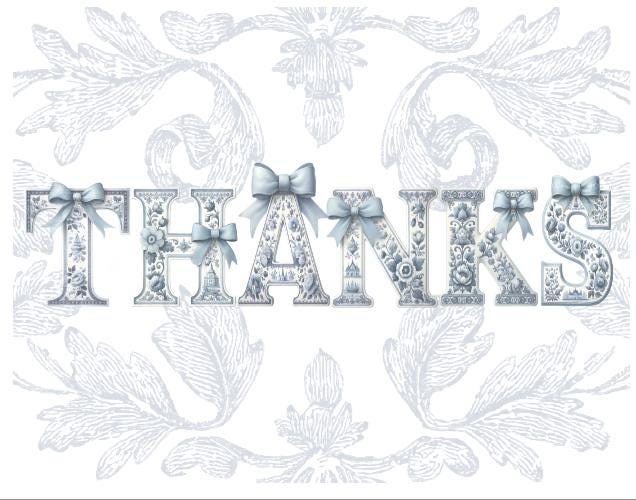 Chinoiserie Thank You Note Card: Blue Bow Baby Shower