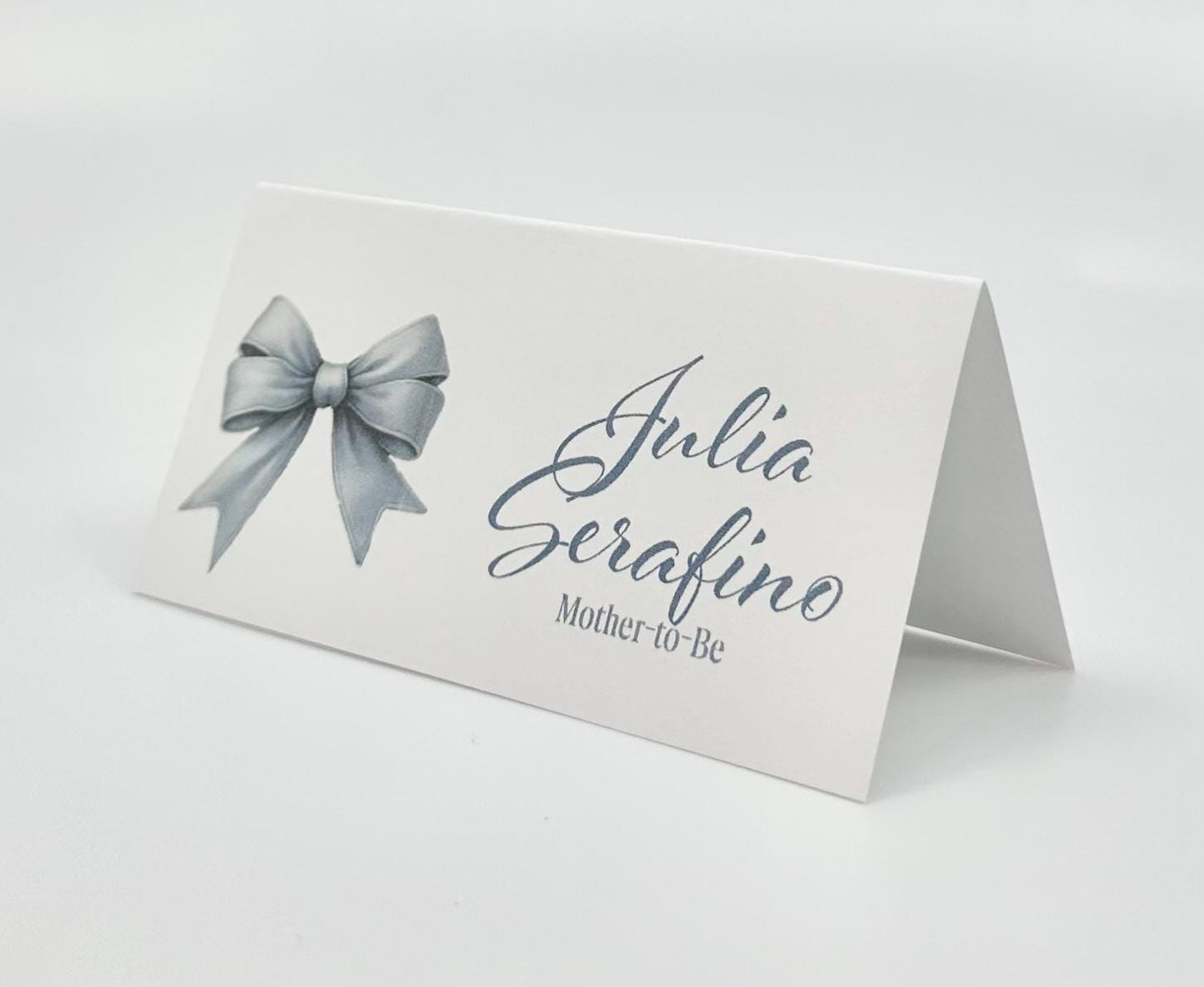 Blue Bow Place Cards: Tea Party, Baby Shower, Birthday