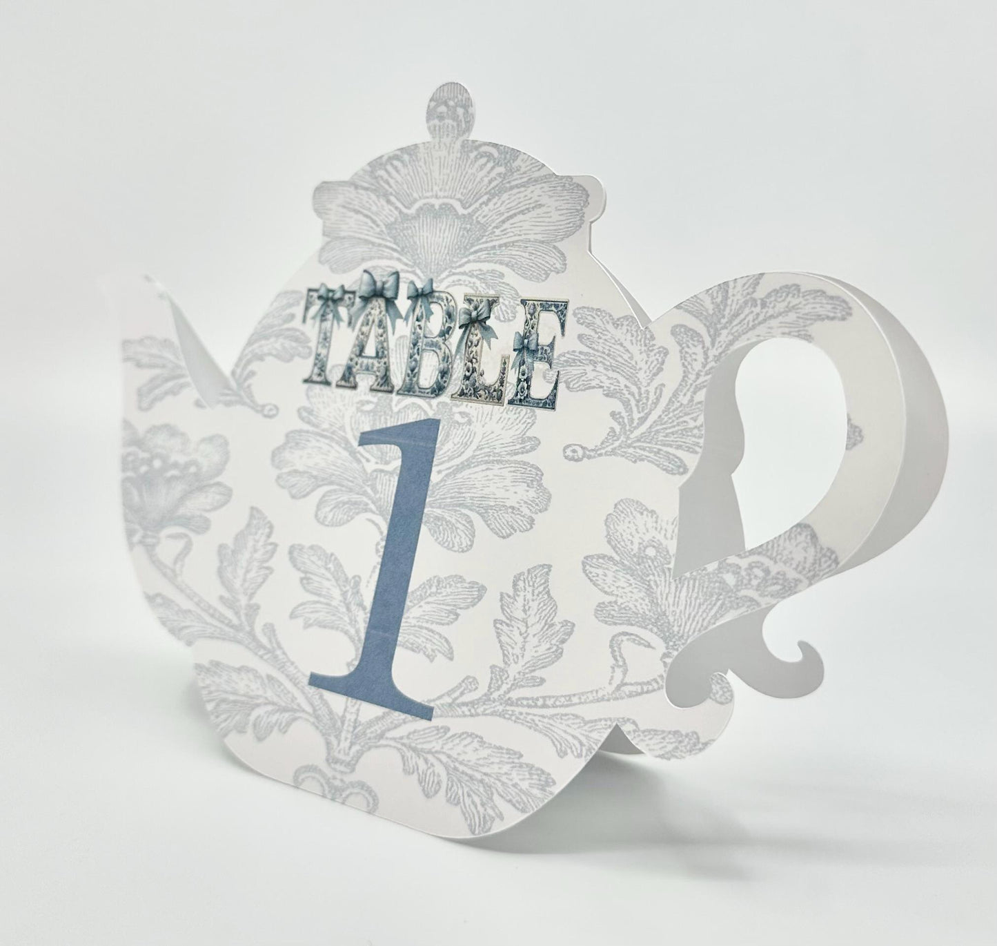 Teapot Table Signs Chinoiserie Letters Blue Bow for Baby Shower Birthday Special Events