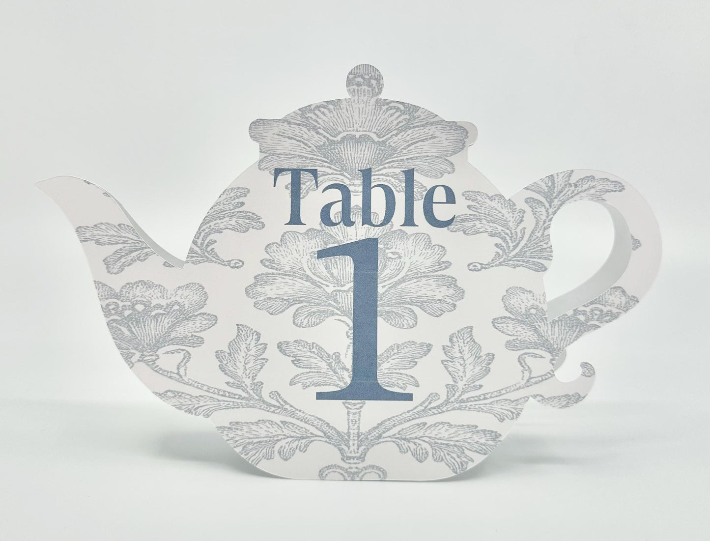 Teapot Table Signs Chinoiserie Letters Blue Bow for Baby Shower Birthday Special Events