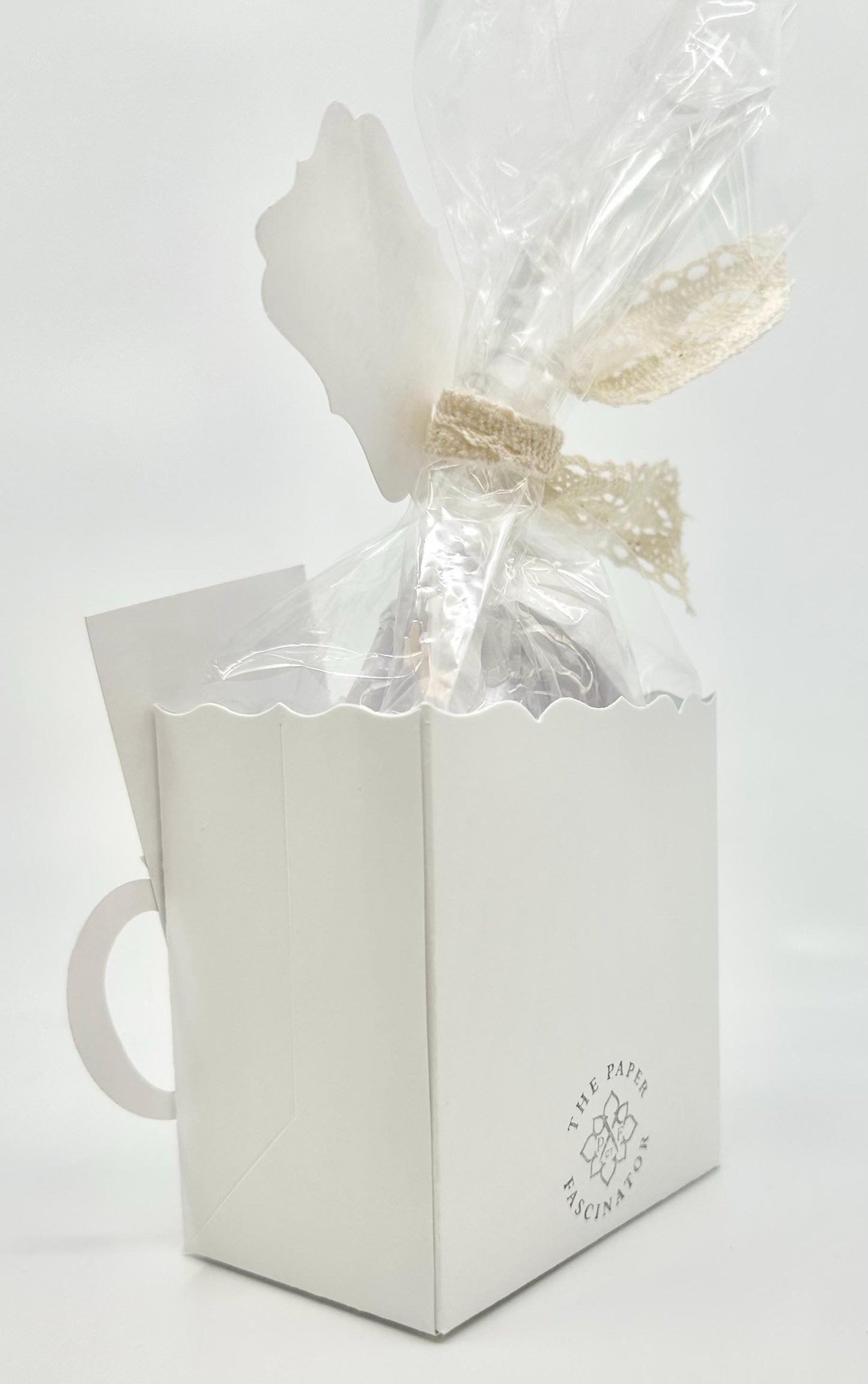 Personalized Tea Party Favor, Purple Rose Bouquet & Bible Quote