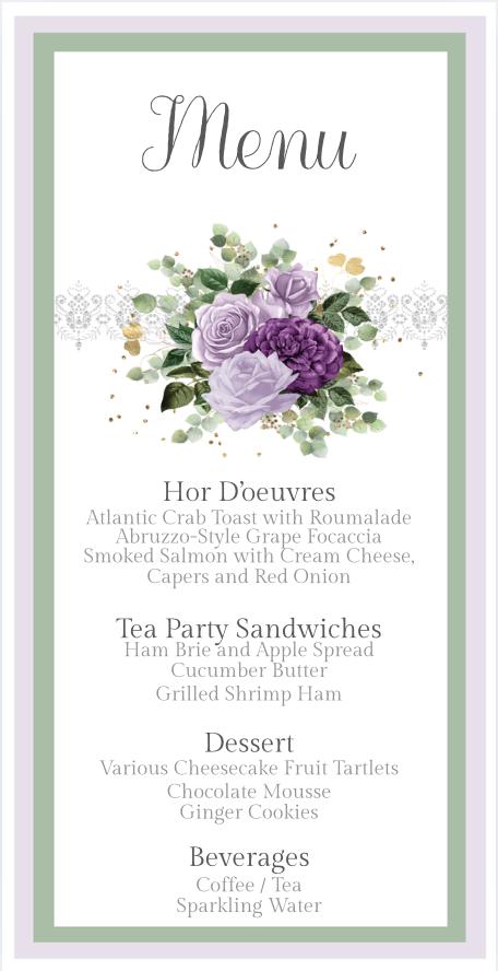 Purple Rose Tea Party Invitation, Bridal Shower (Digital)