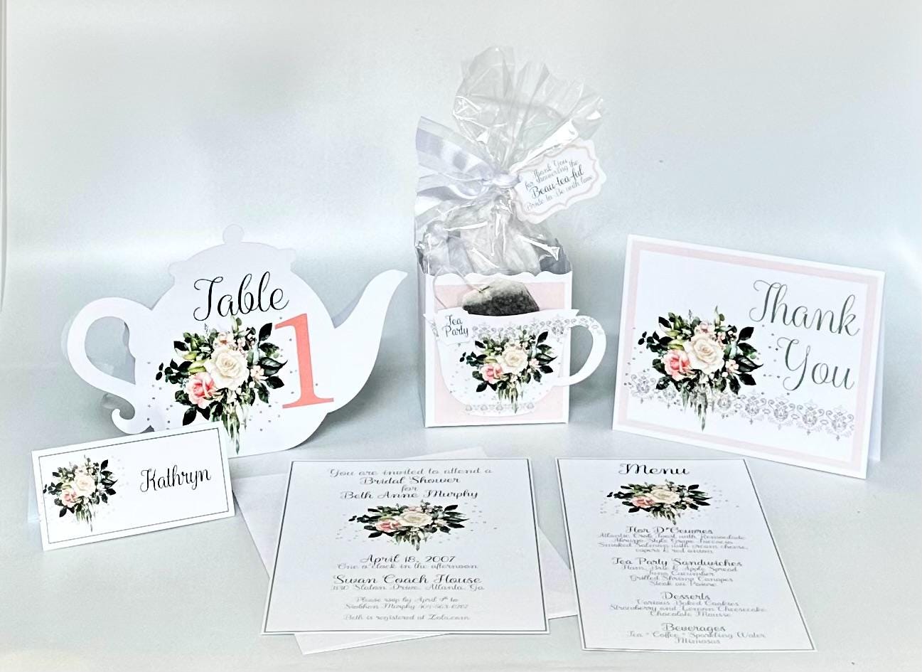 Floral Tea Party Favor Box: Sage Green, Blush & Cream