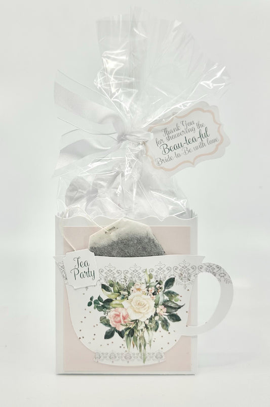 Floral Tea Party Favor Box: Sage Green, Blush & Cream