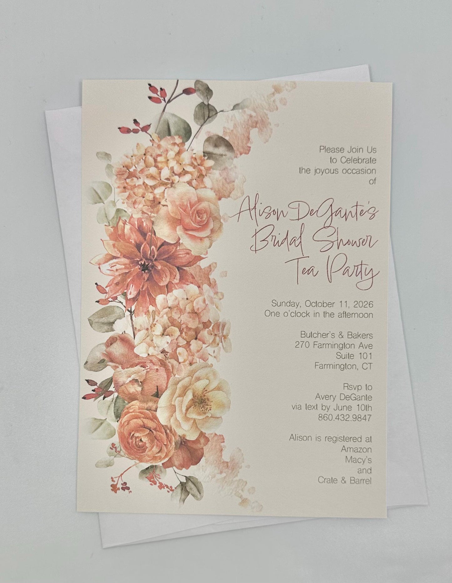 Terracotta Floral Tea Party Kit: Bridal Shower, Birthday, Wedding