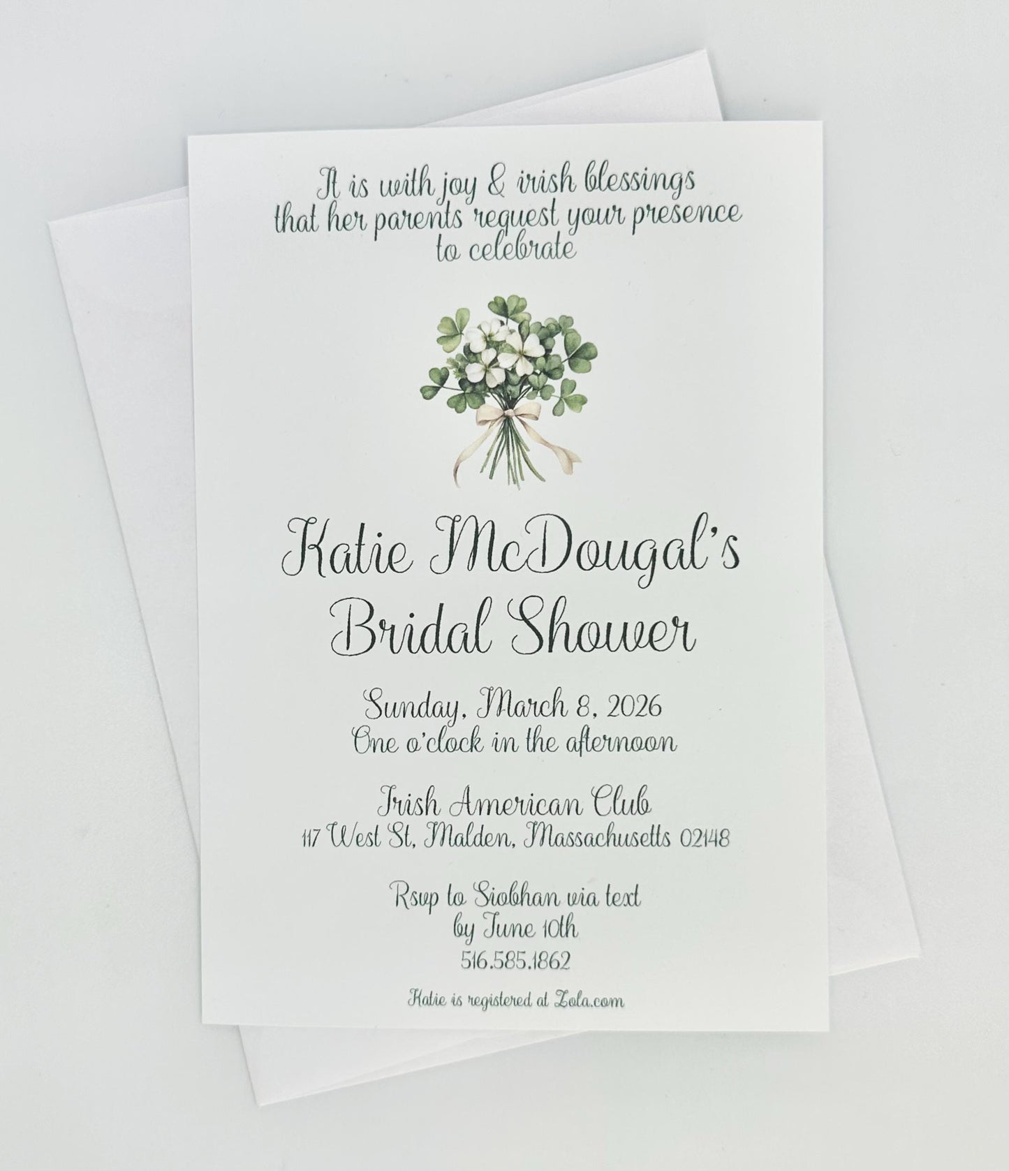 Irish Clover Celtic Gaelic Bridal Shower Tea Party Table Place Card Seating Assignment