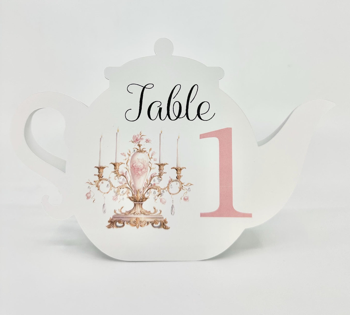 Bridal Shower Tea Pot Candelabra Table Assignment Sign Rococo European Decor